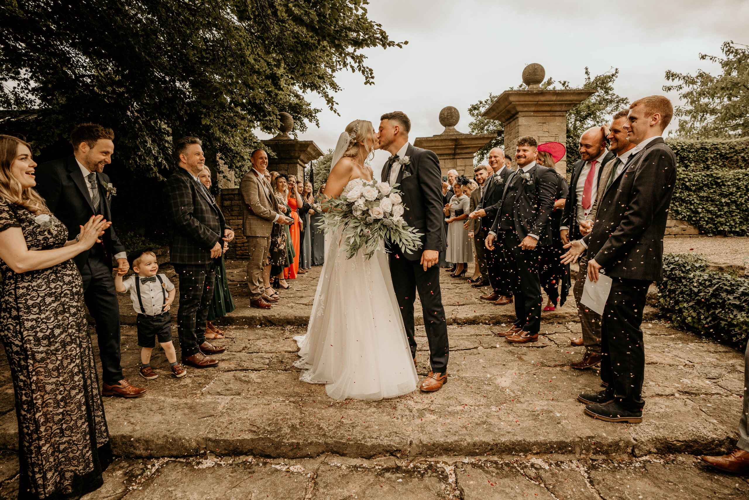 confetti at hooton pagnell hall wedding