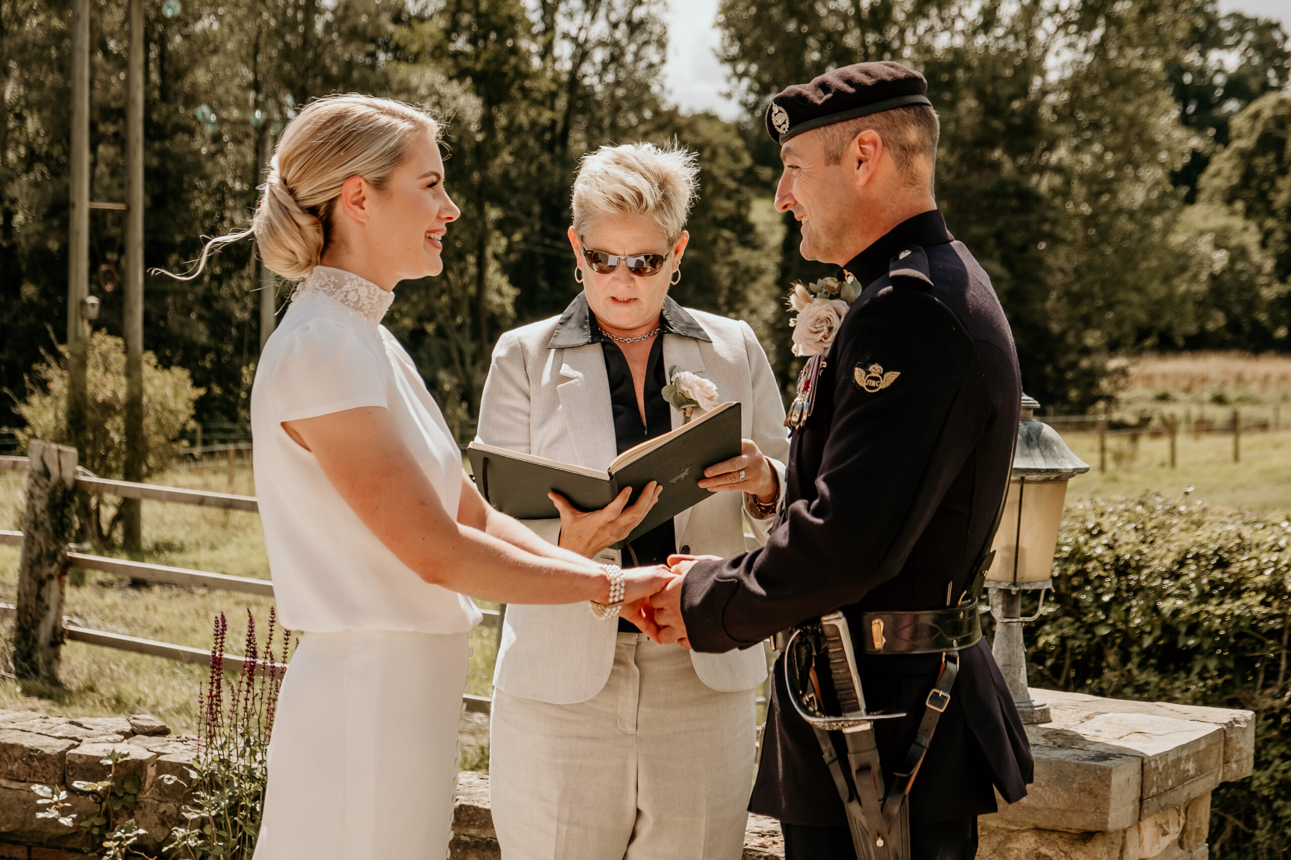 Bride and military groom wedding