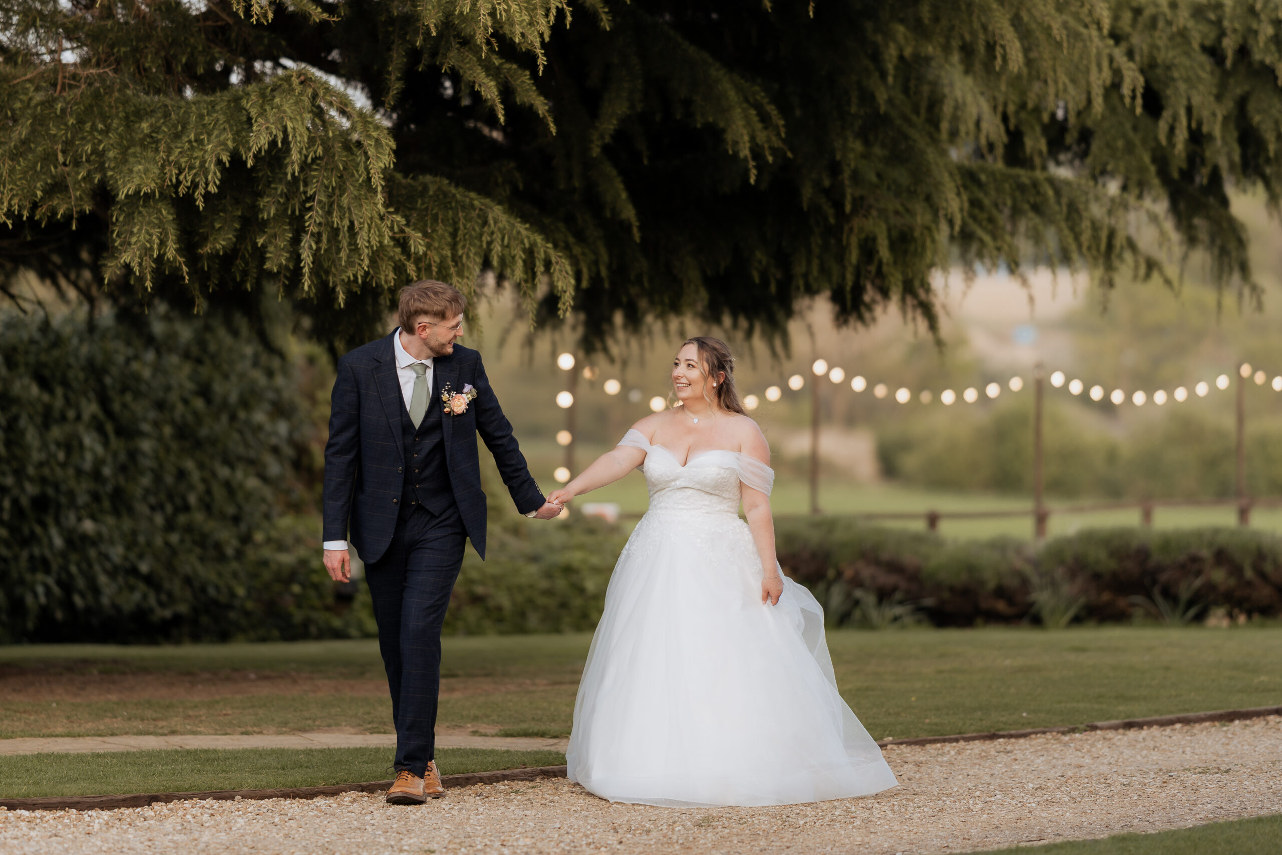 Bride and Groom at swancar Farm Wedding