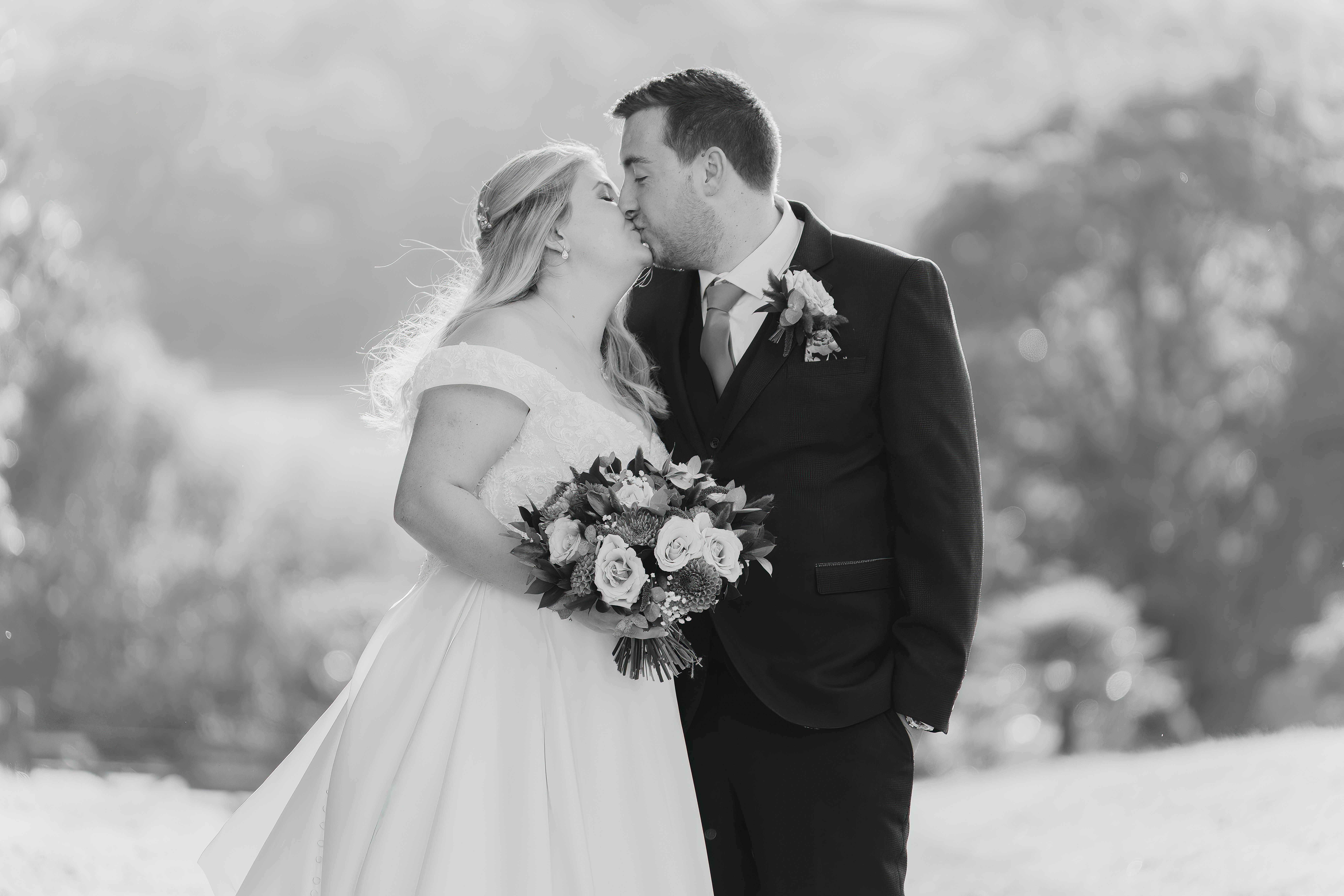 Bride and Groom kissing at chesterfield wedding