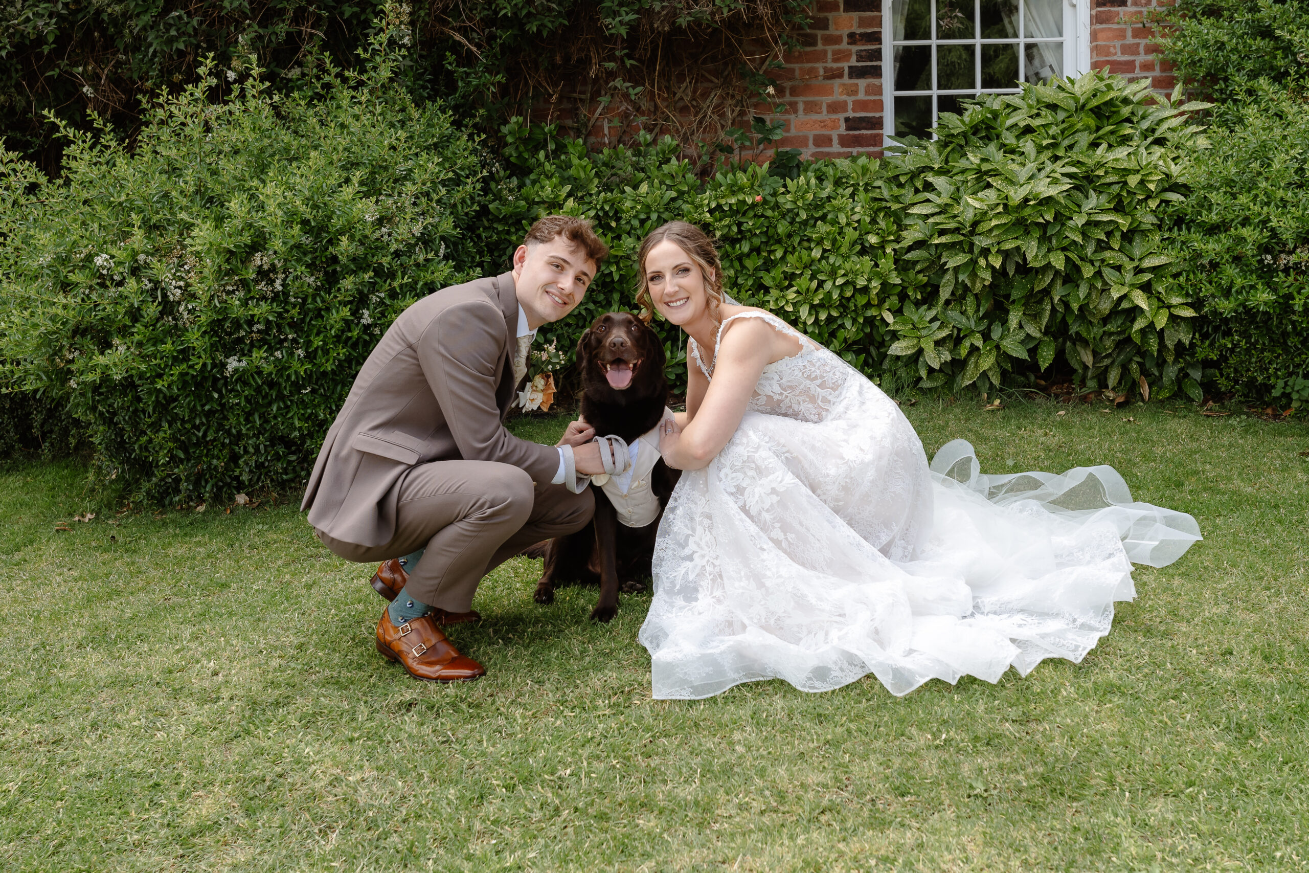 Bride and Groom with dog